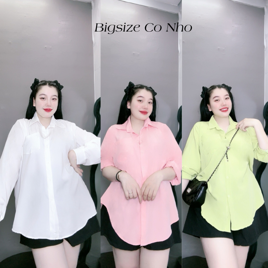 Áo Sơ Mi Dài Tay Màu Trendy Bigsize Nữ,Sơ Mi Form Rộng Che Mông Chất Vải Mát Không Nhăn SM20