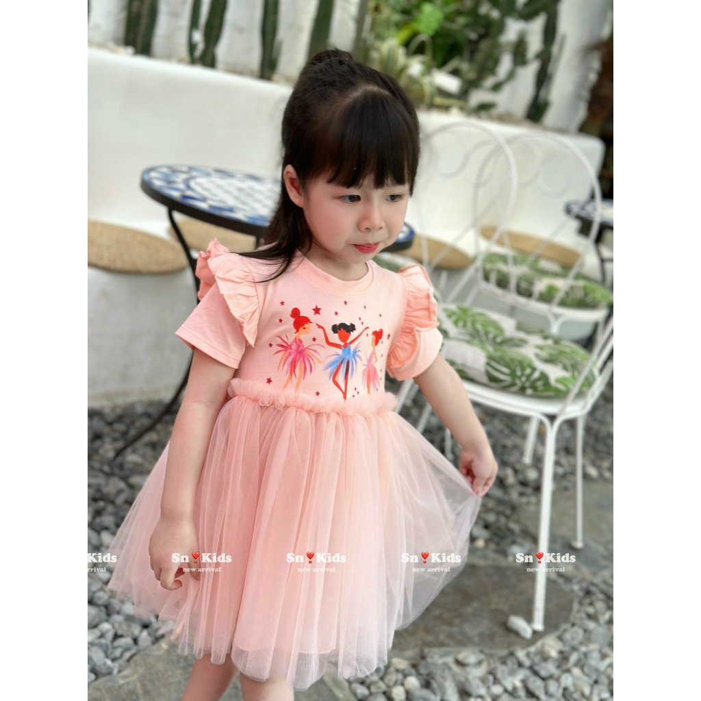 Váy bé gái- Váy công chúa bé gái cánh tiên cổ tròn từ 1 tuổi đến 7 tuổi