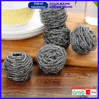 Set 6 búi sắt cọ rửa xoong nồi bằng thép không gỉ