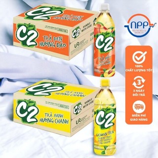  Trà Xanh C2 Hương Đào Hương Chanh 24 Chai 445ml 