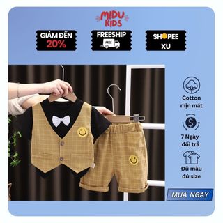 3 Bộ Quần Áo Trẻ Em Bé Trai Set Công Tử Hàn Quốc Có Nơ Nhà MiDuKid