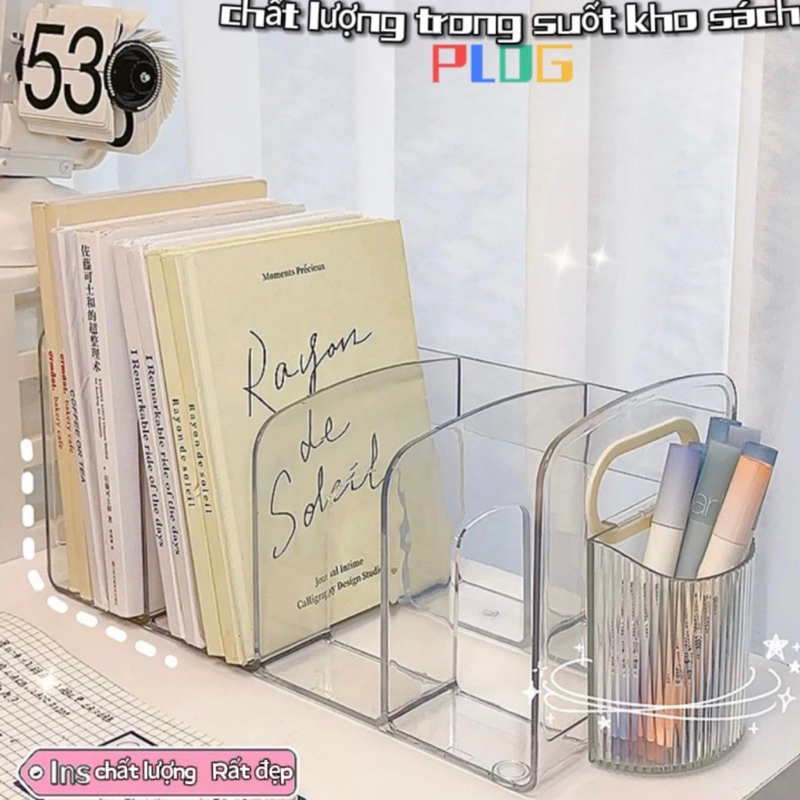 Giá Để Đồ Bàn Làm Việc Acrylic Trong Suốt Hộp Bảo Quản Bút Kệ Giá Sách Văn Phòng Tài Liệu Sách Học Sinh