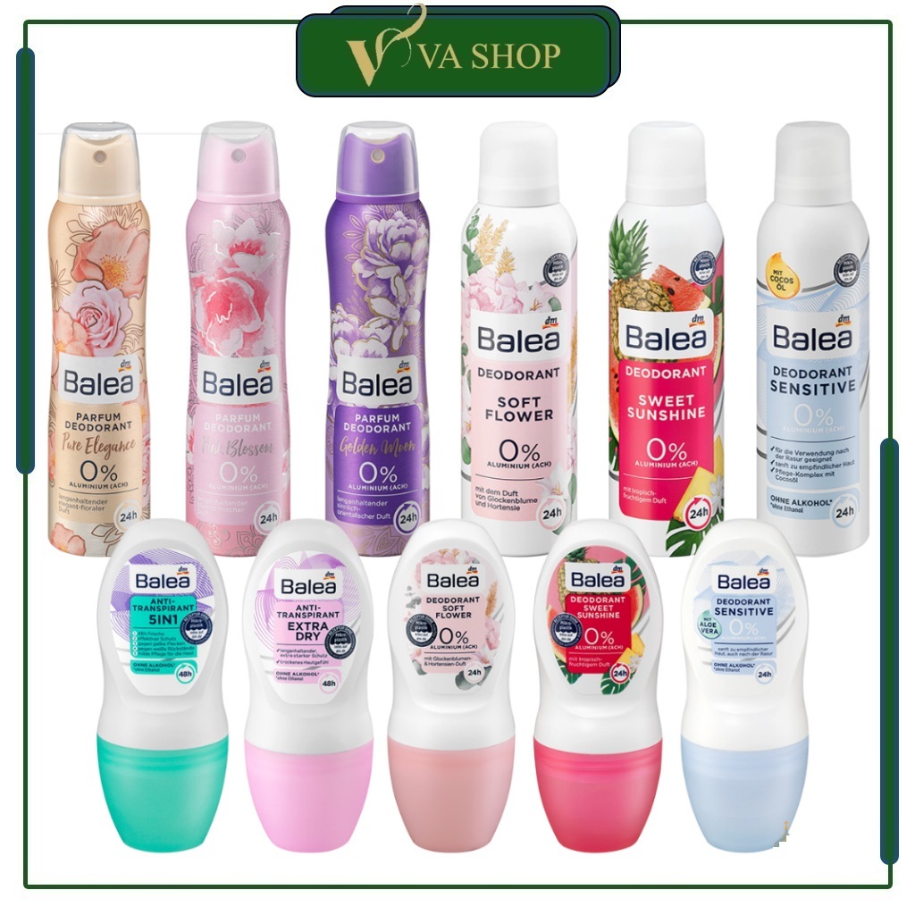 Lăn khử mùi BALEA & ISANA Đức, Xịt cơ thể Kháng khuẩn, Lưu hương 24h cho Nữ