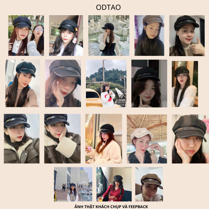 Mũ beret Màu Đen Phong Cách retro Nhật Bản Cao Cấp mũ chữ minmin | BigBuy360 - bigbuy360.vn