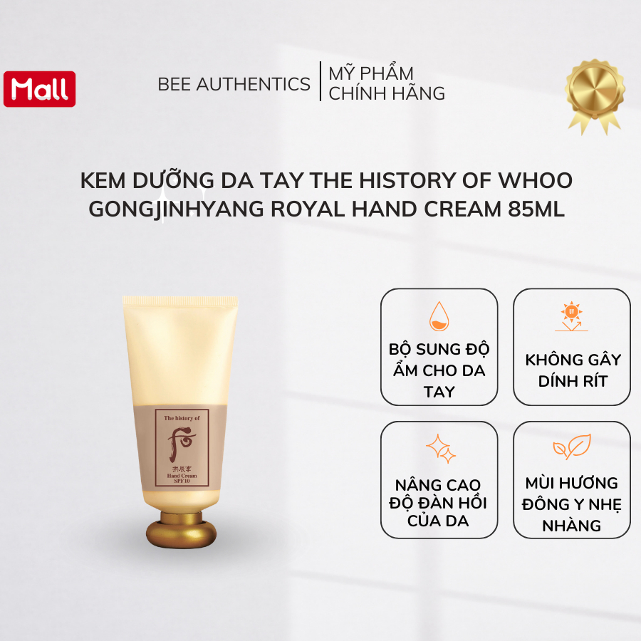 Kem dưỡng da tay The history of Whoo Gongjinhyang Royal Hand Cream 85ml, kem dưỡng whoo_ Bee Authentics