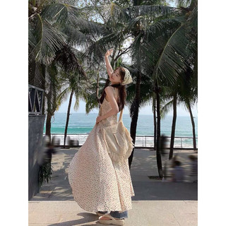 [ẢNH THẬT Ở CUỐI] Đầm hai đây hoa nhí dáng dài vạt lệch phong cách Hàn Quốc mùa hè năng động