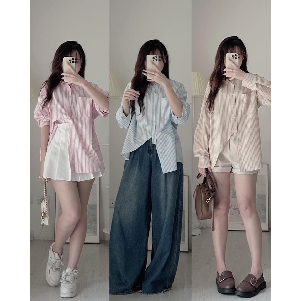 Áo sơ mi nữ tay dài caro phong cách Hàn Quốc form rộng - 247store.vn - SMkesoc904_P5K3