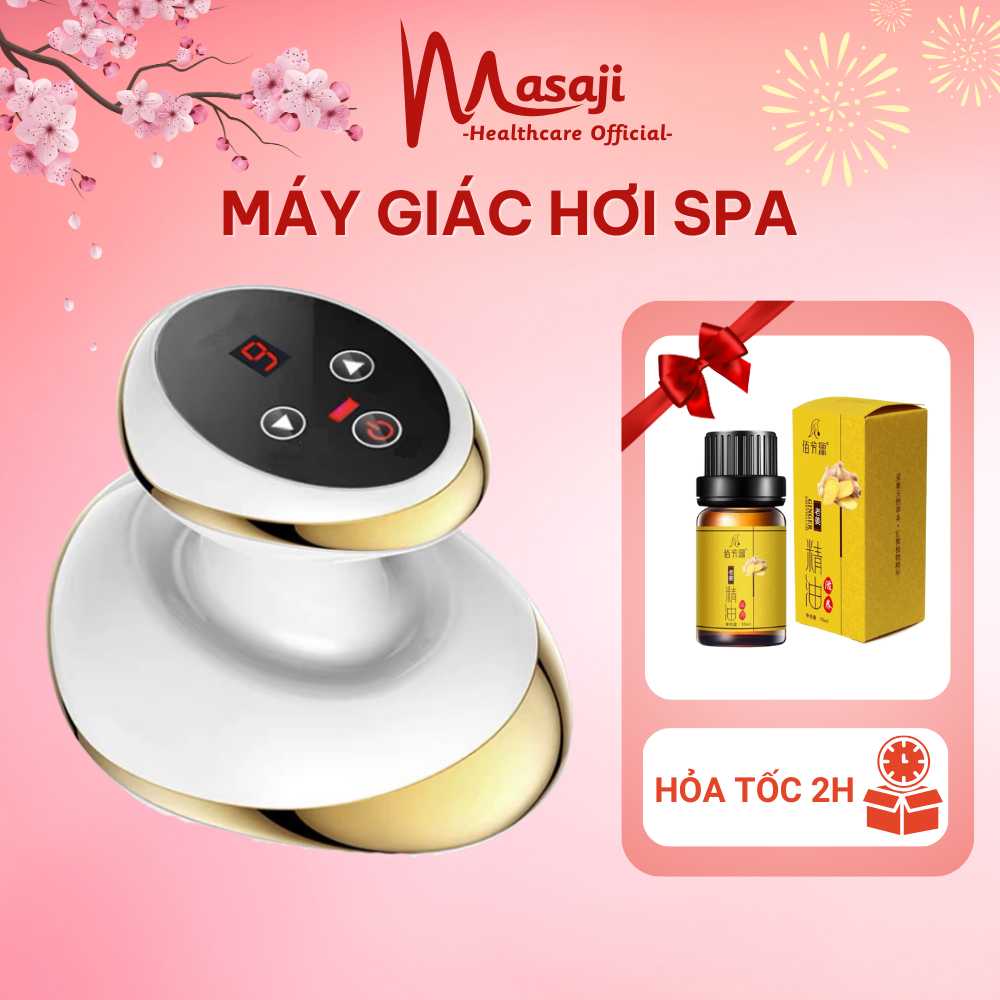 Máy massage cạo gió, giác hơi 6 chế độ và 9 chế độ chườm ấm, 10 điểm mát xa cải thiện sức khỏe chính hãng Masaji