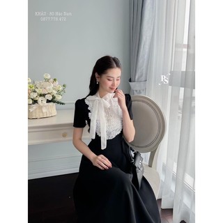 Đầm midi tiểu thư mango phối bèo voan xinh xắn