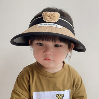 Td455 mũ cói nửa đầu gấp gọn lucky hình gấu cho bé