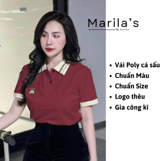 Áo polo nữ Marila's, Áo phông polo nữ tay ngắn thêu gấu TOY chất poly cá sấu cao cấp thấm hút mồ hôi