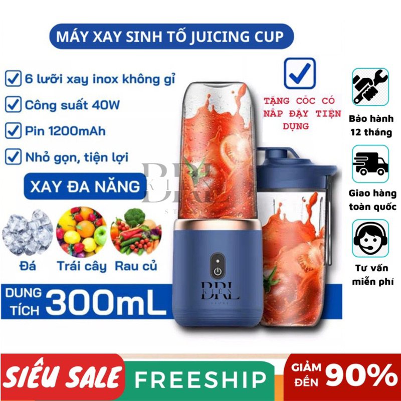 Máy xay sinh tố Juicing Cup 300ML cầm tay 6 lưỡi 2 cối