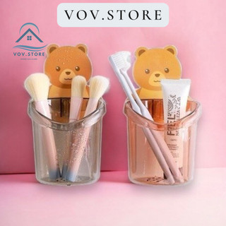 Cốc gấu dán tường, cốc gấu đựng bàn chải đánh răng, cốc gấu nâu đựng kem đánh răng