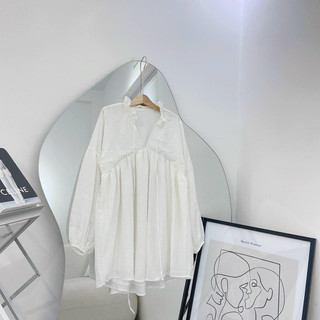 ĐẦM BABYDOLL TAY PHỒNG CỔ V