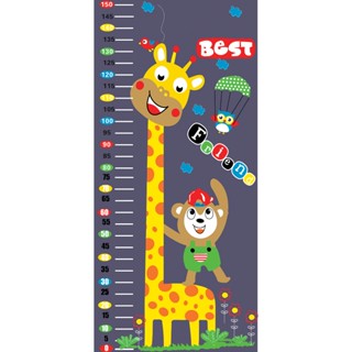 Decal dán tường, thước đo chiều cao trẻ em bé hình con vật