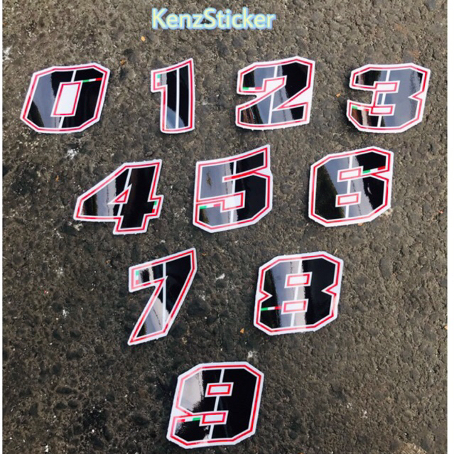 Tem Decal Số Thứ Tự 0—>9 Dán Nón Bảo Hiểm, Moto, Xe Máy