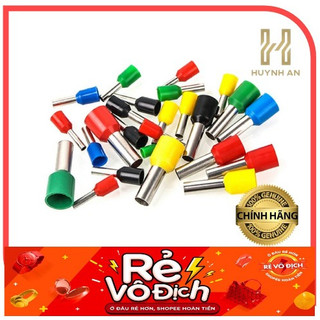 Túi 100 cái đầu cos pin rỗng, cos pin e, pin thông dùng cho dây điện từ 0.5mm2 - 16mm2