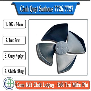 cánh quạt hơi nước 34cm trục 8mm quay ngược cánh quạt hơi nước sunhouse SHD 7726 7727