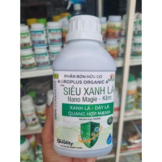 Phân bón siêu xanh lá nano magie - kẽm xanh lá dầy lá chai 500ml