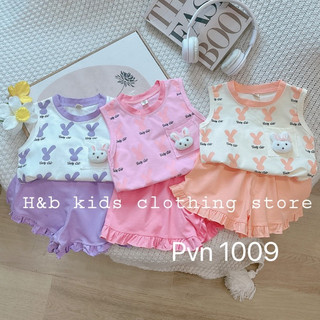 Bộ quần áo bé gái- Bộ đồ bé gái ba lỗ cổ tròn hình thỏ dễ thương từ 1 tuổi đến 5 tuổi