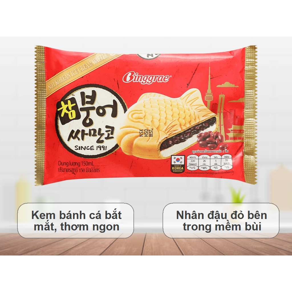 Kem bánh cá Hàn Quốc Binggrae Samanco nhân đậu đỏ 150ML bán lẻ, sỉ [HN giao hỏa tốc] - Ảnh 3