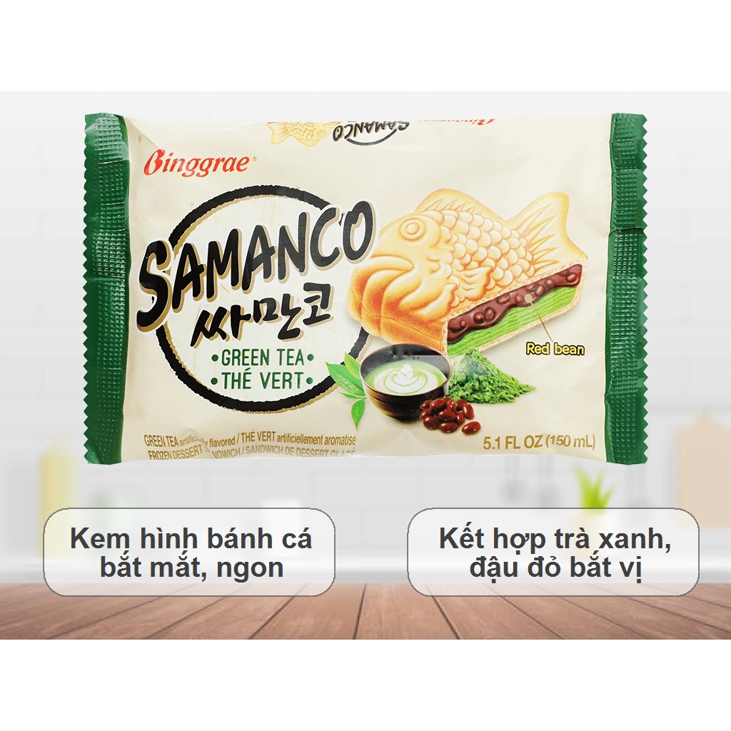Kem bánh cá trà xanh Hàn Quốc Binggrae Samanco gói 150ml [HN giao hàng hỏa tốc] - Ảnh 5