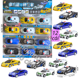 Vỉ 12 chiếc ô tô cảnh sát chạy cót lùi