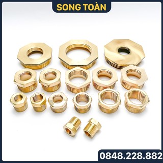 Cà rá đồng thau, nối giảm ren trong ren ngoài đồng thau 13 17 21 27 34