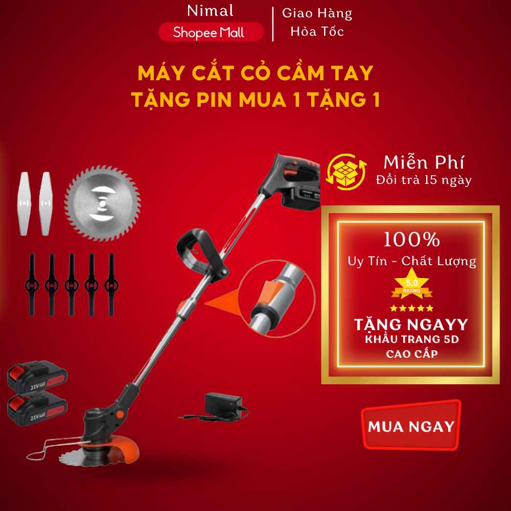 Máy Cắt Cỏ Cầm Tay Làm Vườn Dùng Pin Không Dây Bộ 3 Loại Lưỡi Cắt Dễ Dàng Sử Dụng Nimal Store