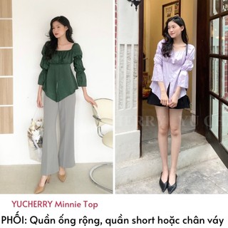 YU CHERRY | Áo lụa nữ xẻ tà, Minnie top YA405