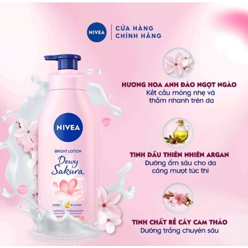 Sữa dưỡng thể dưỡng trắng Nivea hoa anh đào 200ml