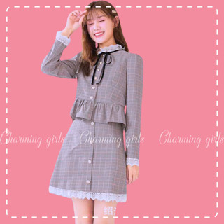 Áo kiểu tiểu thư phối ren tay bồng, Áo sơ mi caro, Áo nữ tiểu thư peplum Hàn Quốc.