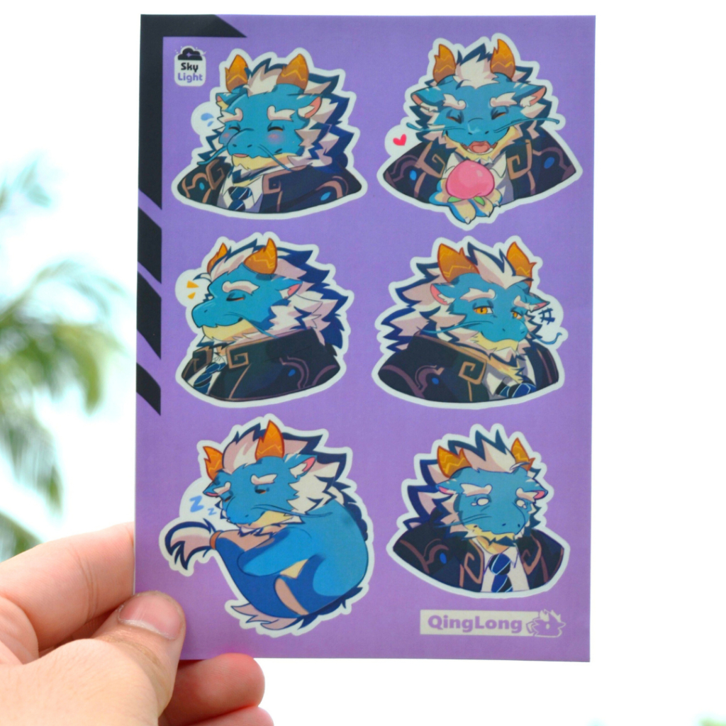 NO.10 QINGLONG - Sticker Furry Sheet A6 Decal pvc chống nước - Tokyo Afterschool Summoners 5
