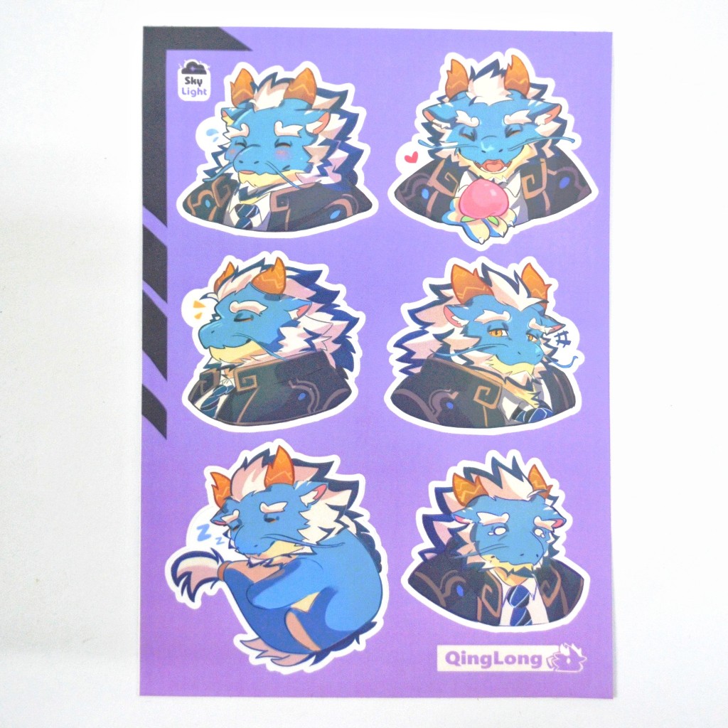 NO.10 QINGLONG - Sticker Furry Sheet A6 Decal pvc chống nước - Tokyo Afterschool Summoners 2