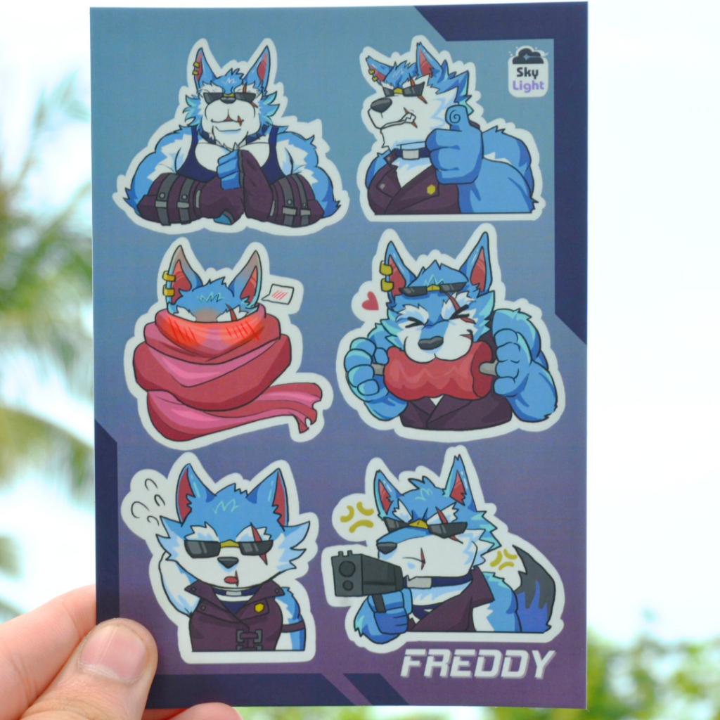 NO.08 FREDDY -Dislyte- Sticker Furry Sheet A6 Decal chống nước 5