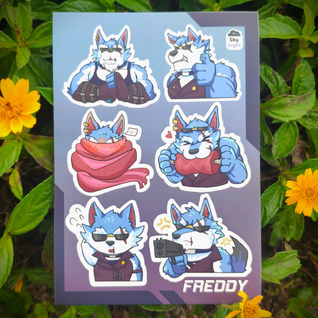 NO.08 FREDDY -Dislyte- Sticker Furry Sheet A6 Decal chống nước 4