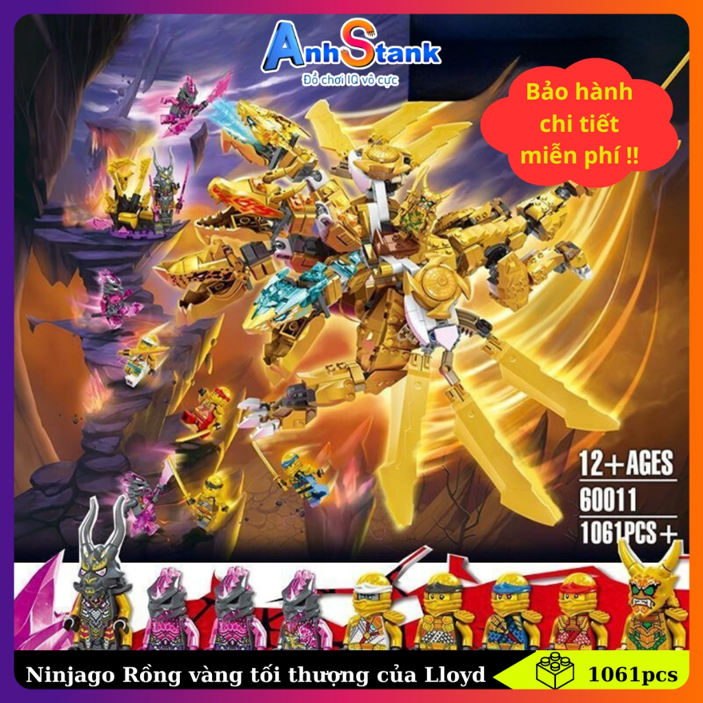 Ninja Lắp ráp NINJA CITY SKU 7014 Lloyd s Golden Ultra Dragon 1061 chi