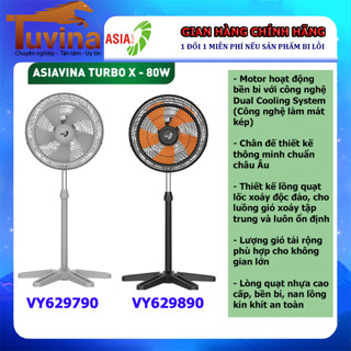 Quạt đứng ASIA vina Turbo X Công suất 80W VY629790-màu xám, VY629890-màu đen - Hàng chính hãng