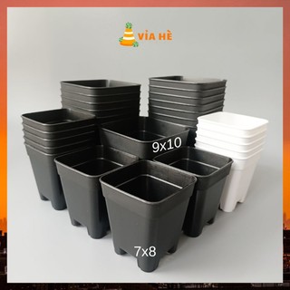 Chậu nhựa đen mini vuông cứng trồng xương rồng sen đá THAKICO