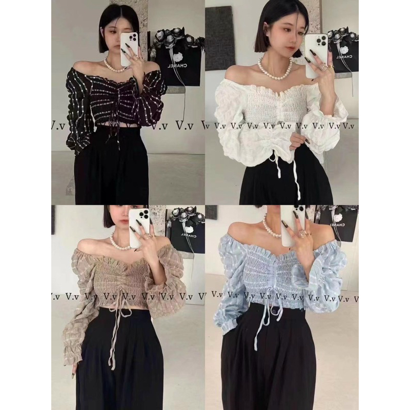 Áo nhún chỉ rút dây (ảnh thật/ có sẵn)