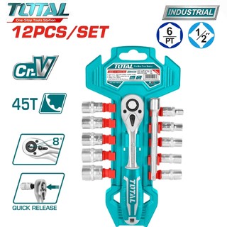 Bộ 12 cái đầu tuýp (1/2 inch) & cần siết 2 chiều Total THT141121