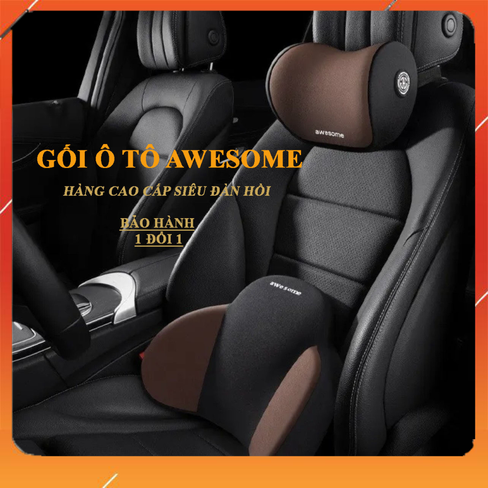 GỐI AWESOME CAO SU NON + VỎ BỌC COTTON THOÁNG KHÍ SỬ DỤNG CHO GHẾ Ô TÔ GHẾ VĂN PHÒNG