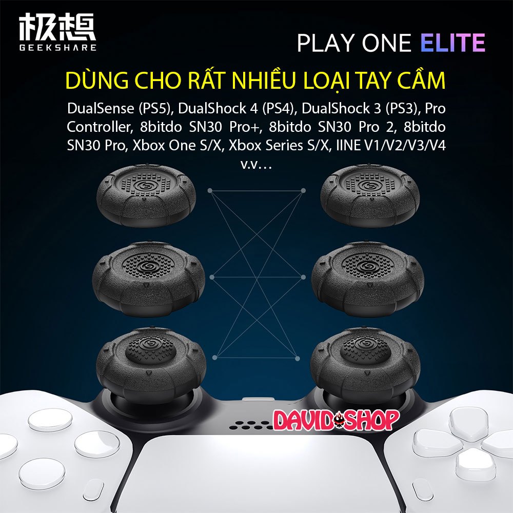 [GeekShare] Núm bọc analog Player One ELITE công thái học cho DualSense, DualShock, Pro Controller, Xbox One/Series
