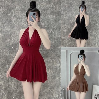 Đầm xoè có mút hở lưng kèm quần trong chất thun lazzon thích hợp mặc đi chơi đi tiệc phù hợp với mọi phong cách