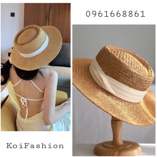 Mũ Cói, Mũ Phớt Vành Rộng Chất Cói Đan Koifashion Form Đẹp Nhiều Màu Nơ Sang Chảnh Đóng Hộp To Giữ Form