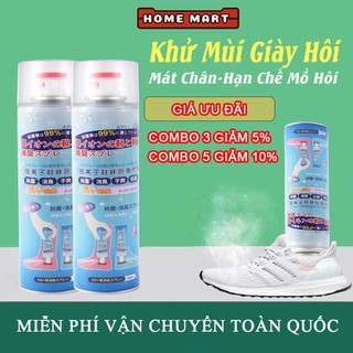 (Sỉ) Combo 5 Chai Xịt Khử Mùi Hôi Giày, Làm Thơm Giày, Hôi Chân Công Nghệ Nano Bạc Ehome Thể Tích 260ml