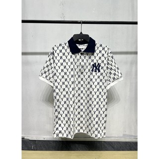 Áo polo mlb ny hoạ tiết monogram unisex nam nữ-áo phông có cổ ny trẻ trung năng động 2024