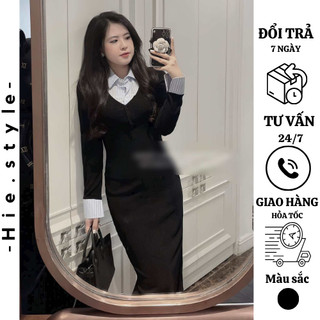 Đầm body phối cổ tay sơ mi  Bridgerton group sang chảnh hàng thiết kế