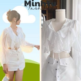 Set Váy Đầm Nữ Dáng Xòe, Váy Tiểu Thư Trắng Chất Ren Cao Cấp Hoa Hồng Thiết Kế 2 Lớp Đi Tiệc Đi Biển