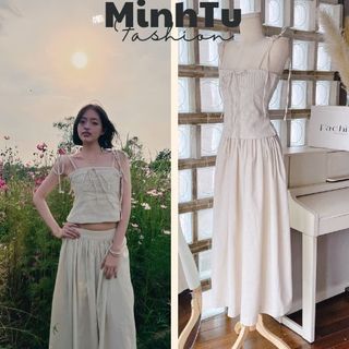 Váy maxi 2 dây dáng dài, maxi đi biển dự tiệc dáng dài xòe hở lưng thiết kế 2 lớp sang chảnh thời trang